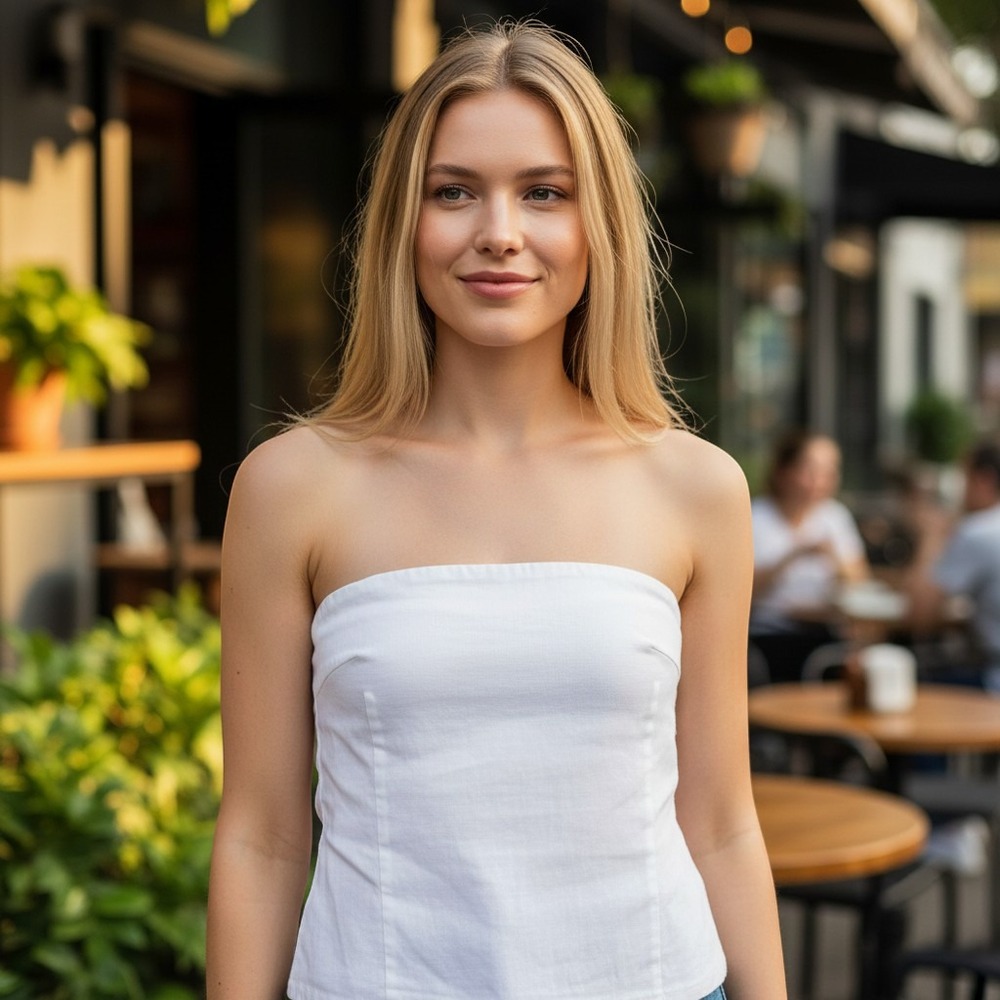 J.McLaughlin Tube Top Women XL White Strapless Linen Blend Dorota Blouse NWT